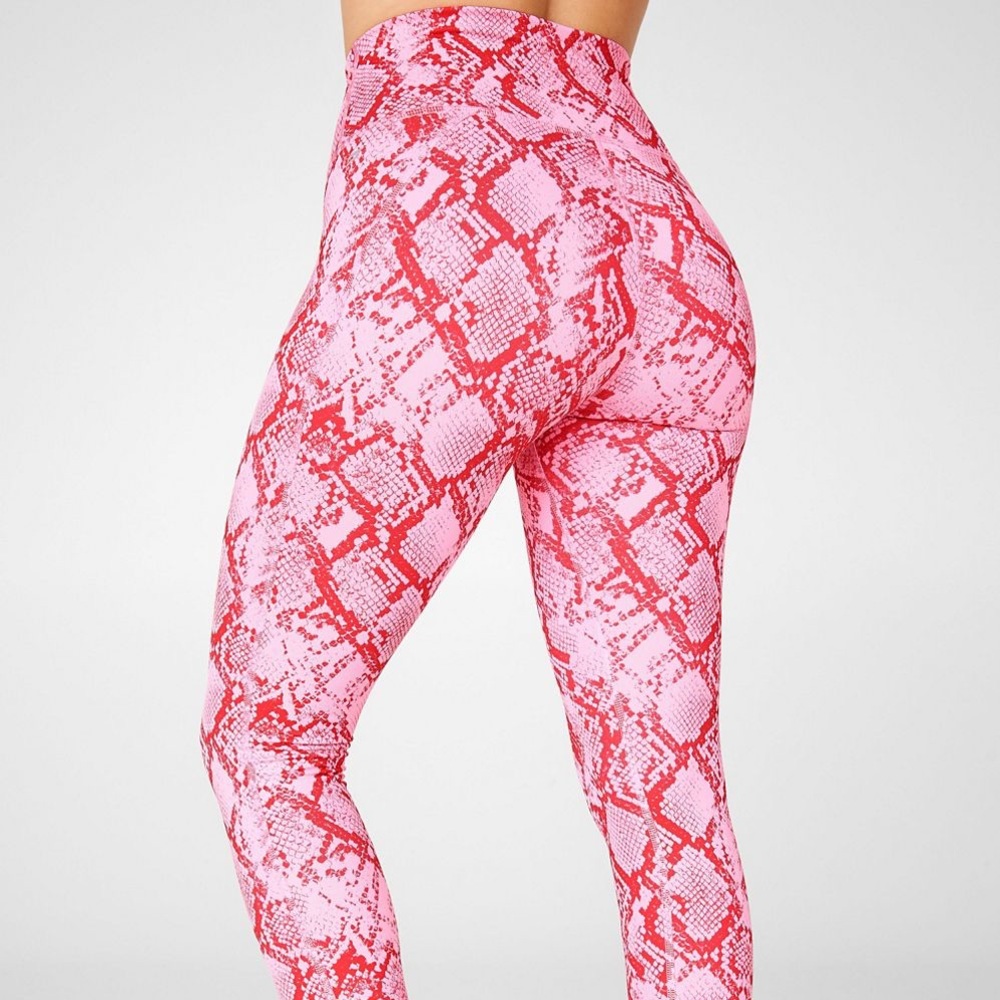 Fabletics pink snake print power hold leggings